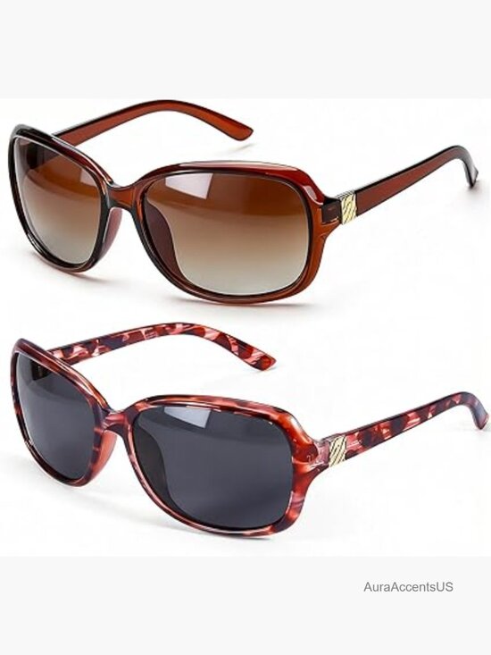 Wraparound Polarized Sunglasses for Women UV400 Protection Vintage Square Shades main image 6